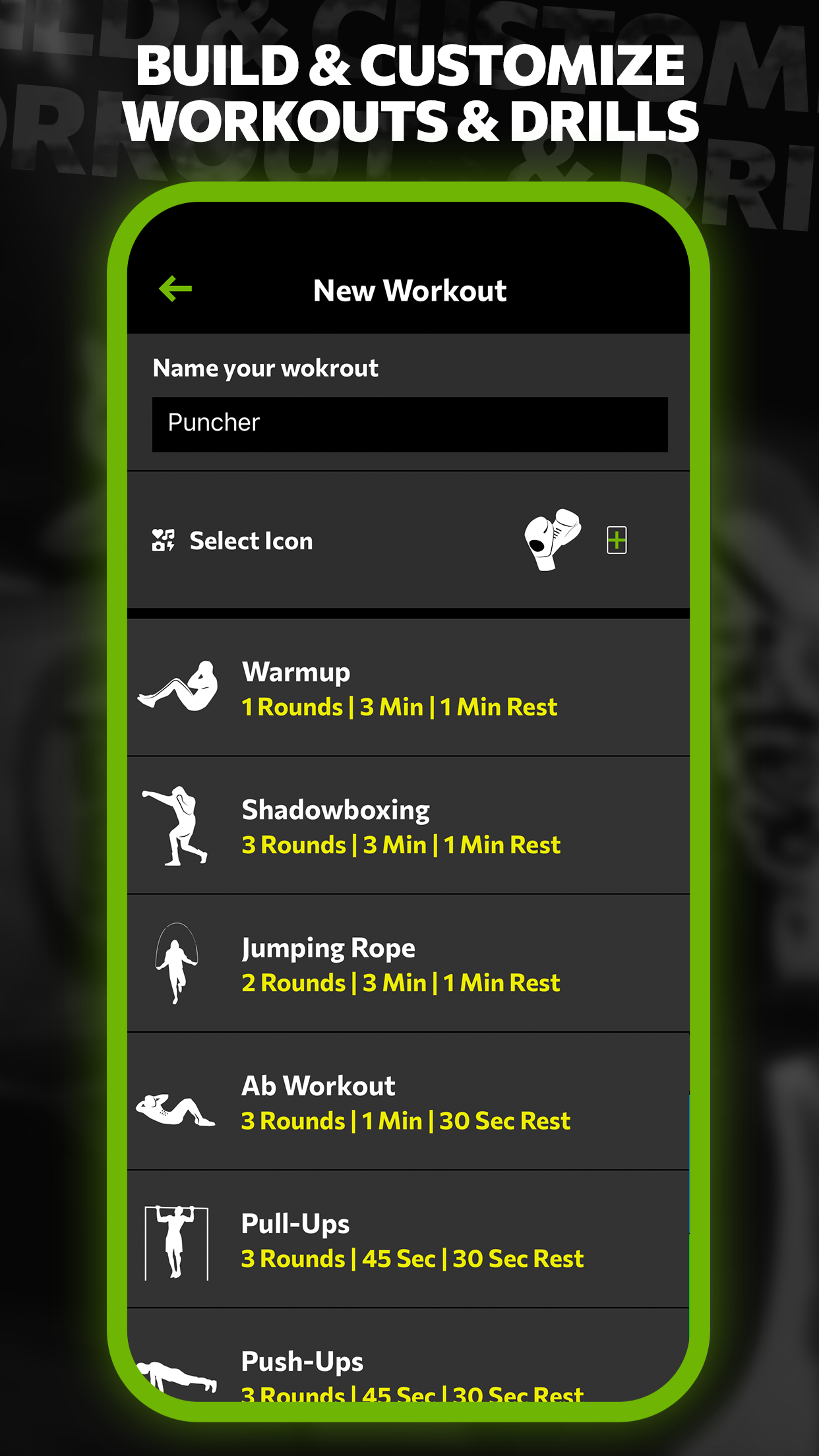 Mobile app with custom workouts